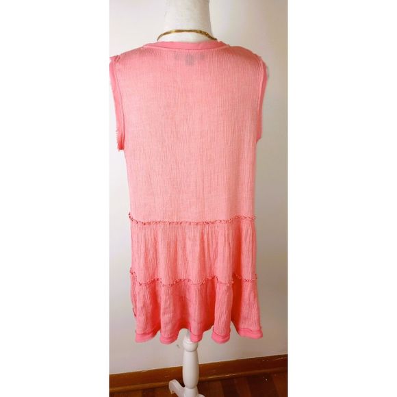 ** Suzanne Betro Summer Peach Gauzy Tunic Top ~ Size XL - Picture 10 of 13